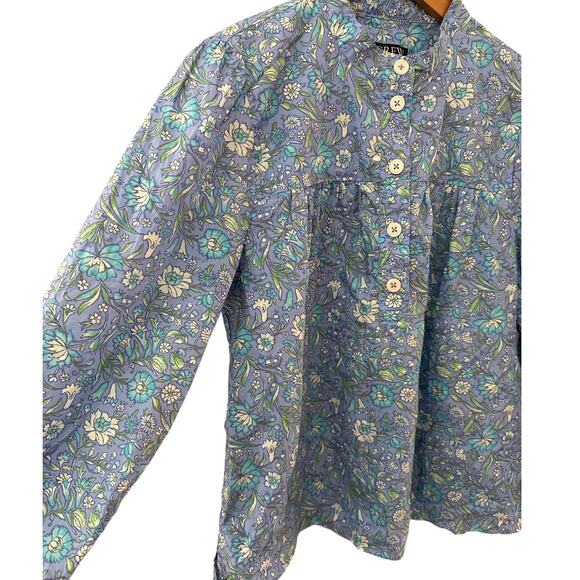J. Crew Cotton Poplin Floral Fresco Top Blue Size Medium - Picture 6 of 9